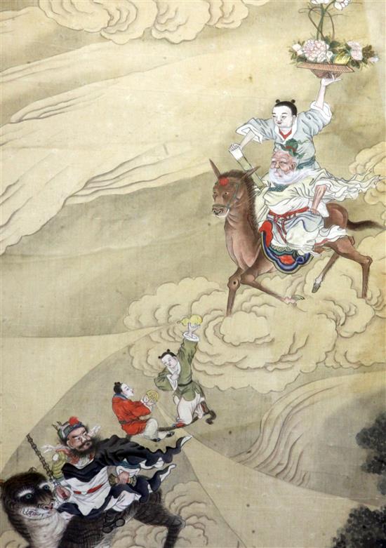 A pair of Chinese paintings on silk, 19th century, 66 x 41cm